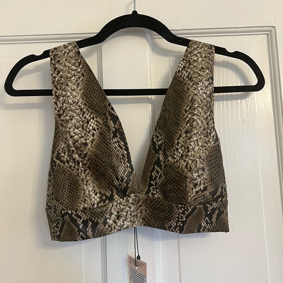 Faux Leather Snake Print Split Flare Pants & bralette - Picture 4 of 8